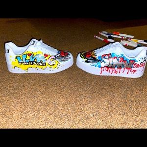 Custom one of a kind handpainted shoes by graffiti/tattoo artist